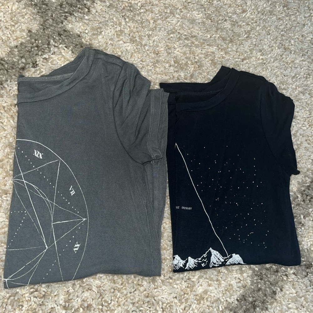 American Eagle Outfitters Gray and Black Short Sleeve Tees